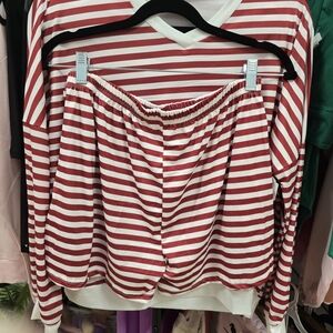 Striped Red and White Women's Pajama Set